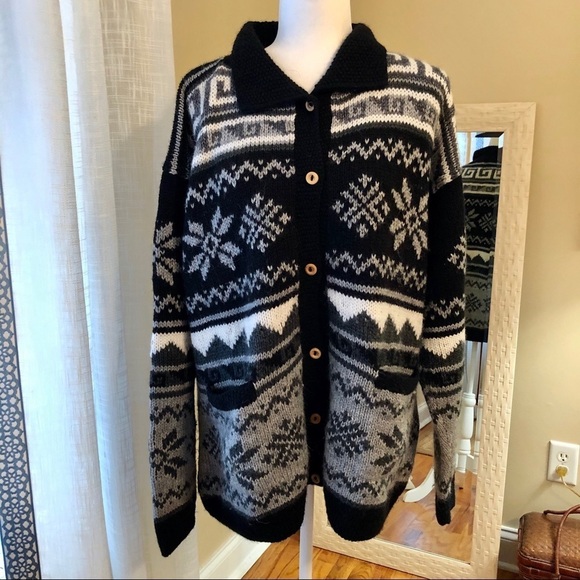 The Alpaca Connection Geometric Flower Cardigan Lg - Picture 1 of 7